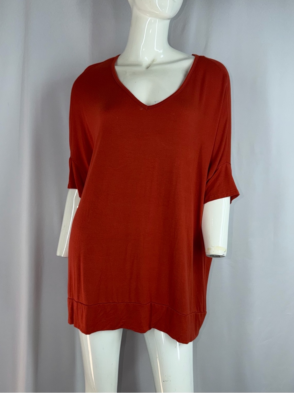 GOLDSPARK Women’s Burnt Orange Cold Shoulder Racerback TunicTop Made in USA Sz M